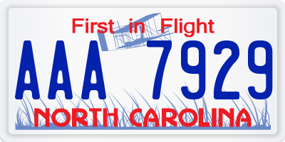 NC license plate AAA7929