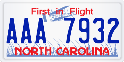 NC license plate AAA7932