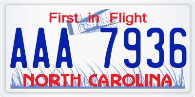 NC license plate AAA7936