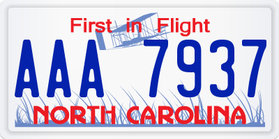 NC license plate AAA7937