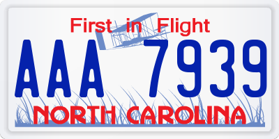 NC license plate AAA7939