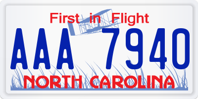 NC license plate AAA7940