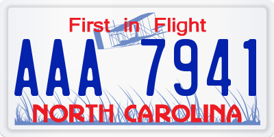 NC license plate AAA7941