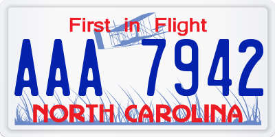 NC license plate AAA7942