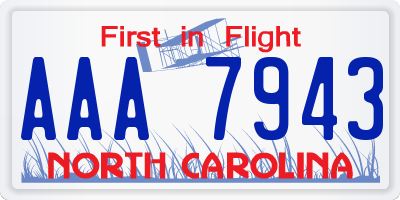 NC license plate AAA7943