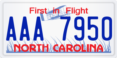 NC license plate AAA7950