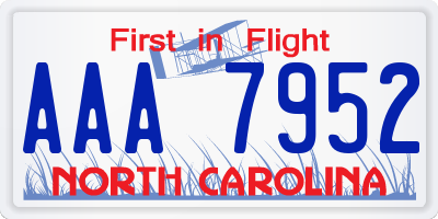 NC license plate AAA7952