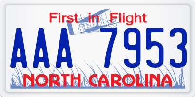 NC license plate AAA7953