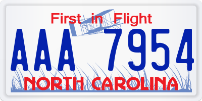 NC license plate AAA7954