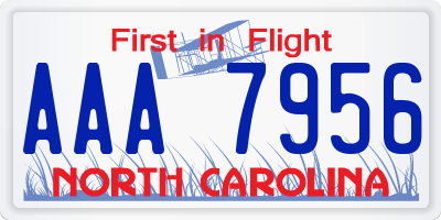 NC license plate AAA7956