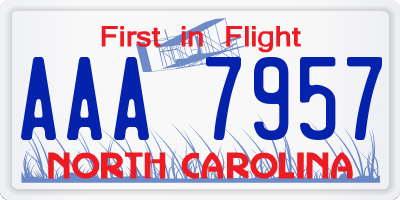 NC license plate AAA7957