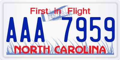 NC license plate AAA7959