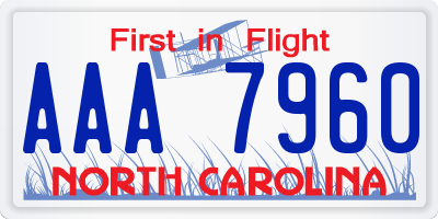 NC license plate AAA7960