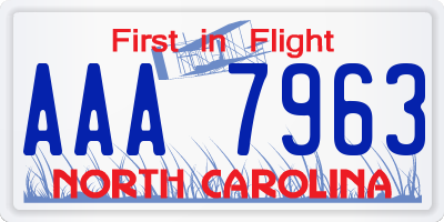 NC license plate AAA7963