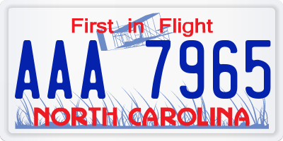 NC license plate AAA7965