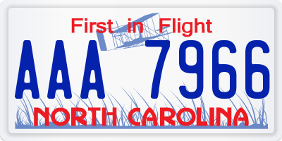 NC license plate AAA7966