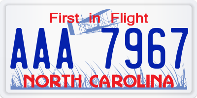 NC license plate AAA7967