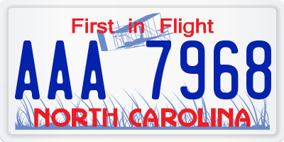 NC license plate AAA7968