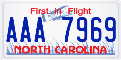 NC license plate AAA7969