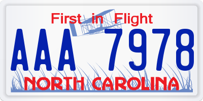 NC license plate AAA7978