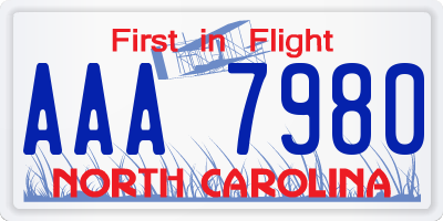 NC license plate AAA7980