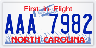 NC license plate AAA7982