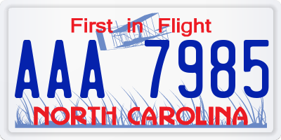 NC license plate AAA7985