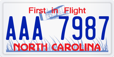 NC license plate AAA7987