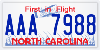 NC license plate AAA7988