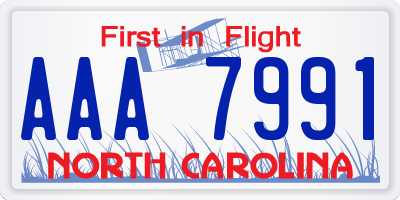 NC license plate AAA7991