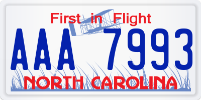 NC license plate AAA7993