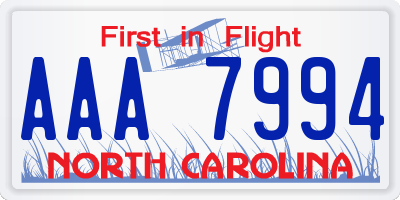 NC license plate AAA7994