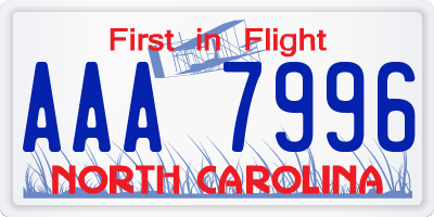 NC license plate AAA7996