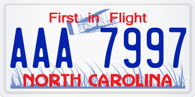 NC license plate AAA7997