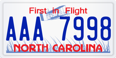 NC license plate AAA7998