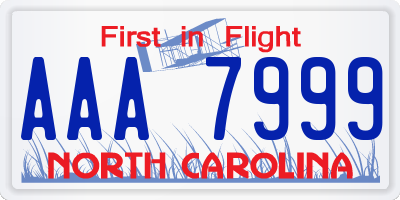 NC license plate AAA7999