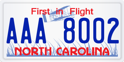 NC license plate AAA8002