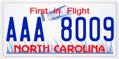 NC license plate AAA8009