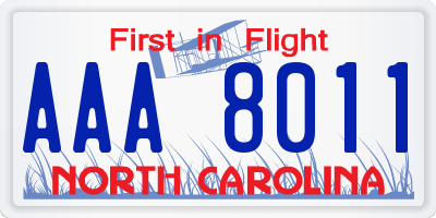 NC license plate AAA8011