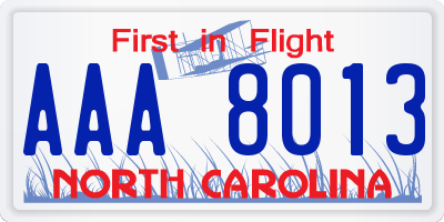 NC license plate AAA8013