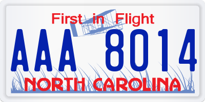 NC license plate AAA8014