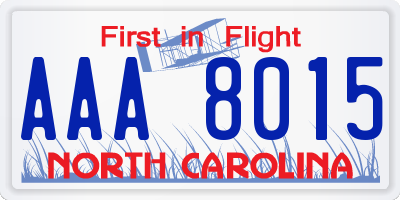 NC license plate AAA8015