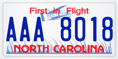 NC license plate AAA8018