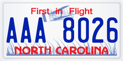 NC license plate AAA8026