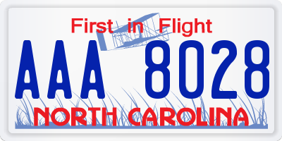 NC license plate AAA8028