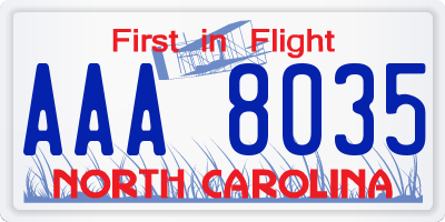 NC license plate AAA8035