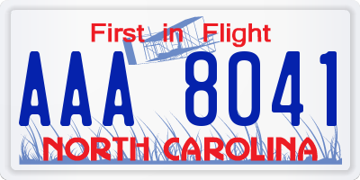 NC license plate AAA8041