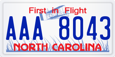 NC license plate AAA8043