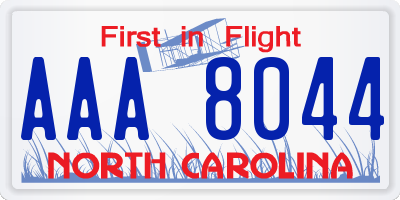 NC license plate AAA8044