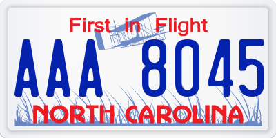 NC license plate AAA8045